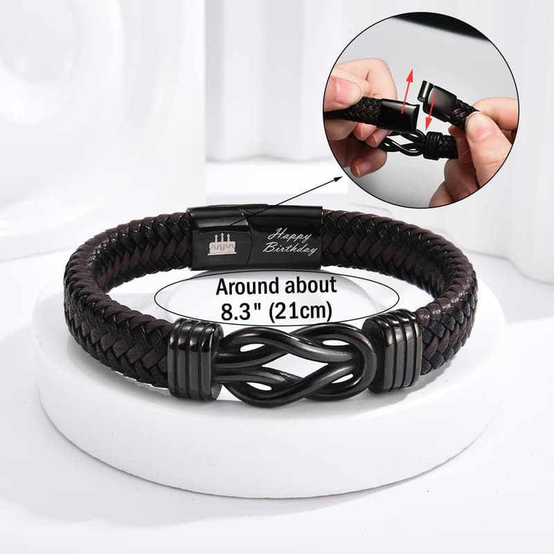 Birthday Gift - Leather Knot Bracelet for Boys and Young Men