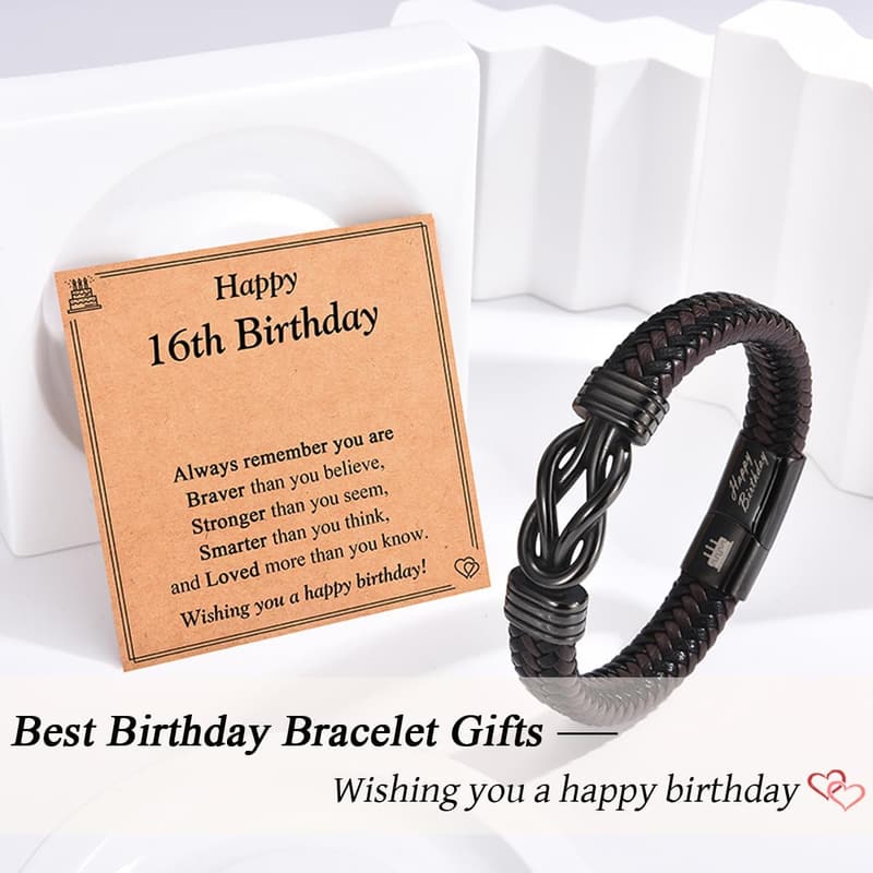 Birthday Gift - Leather Knot Bracelet for Boys and Young Men