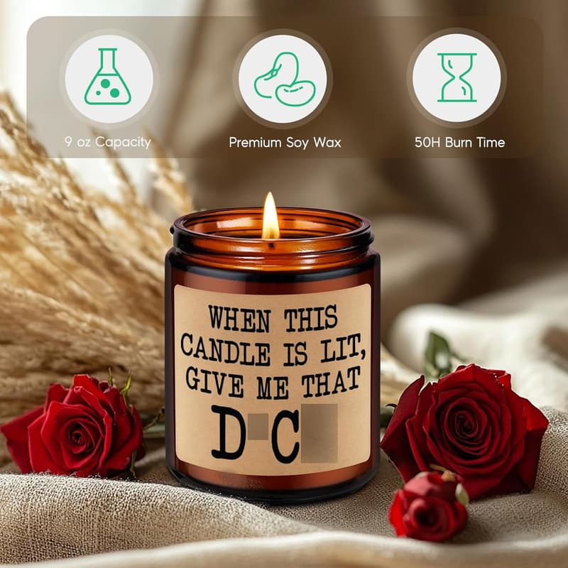 Lavender Scented Candle - Fun Gift for Men & Couples