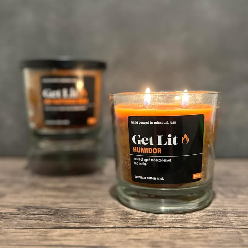 Leather & Scotch Scented Candle | 16oz Double Wick Gift