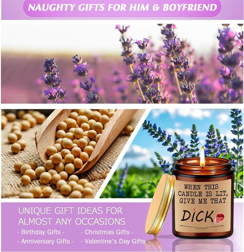 Naughty Anniversary Candle for Him - Lavender & Sage Scented