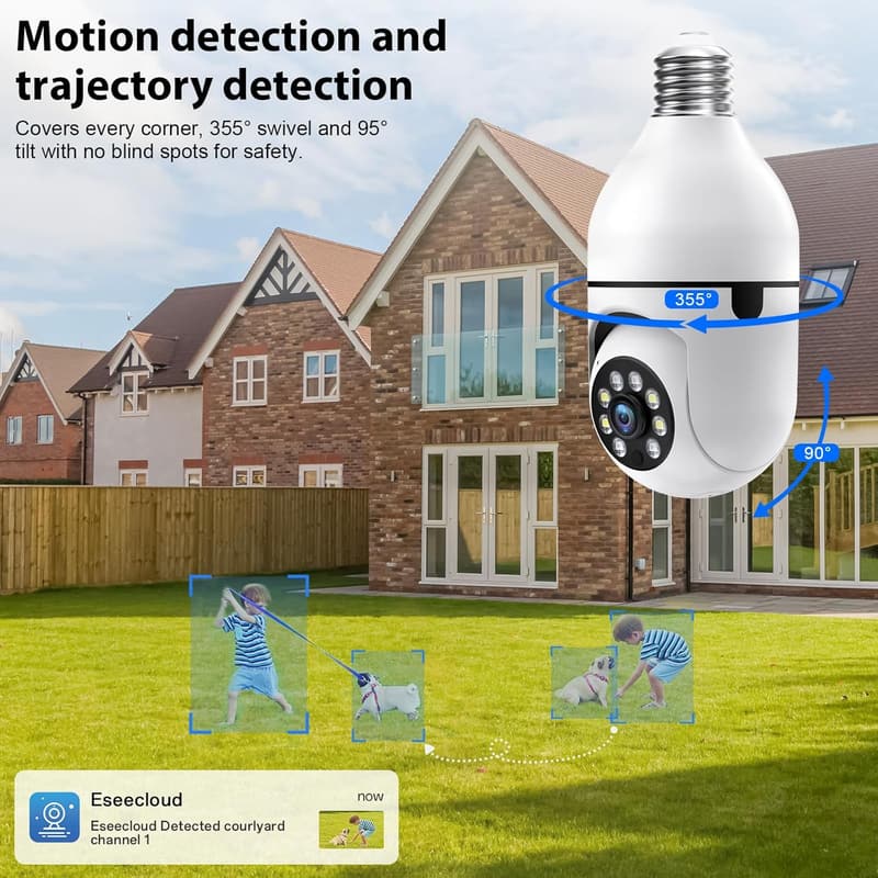 Wireless Outdoor 2K Light Bulb Security Camera with Night Vision