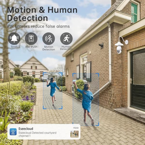 2K Wireless Security Camera Bulbs with Color Night Vision (2-Pack)