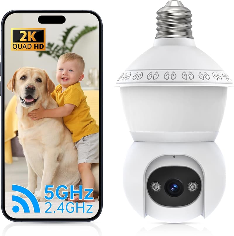 Wireless Light Bulb Security Camera with Motion Detection and Night Vision