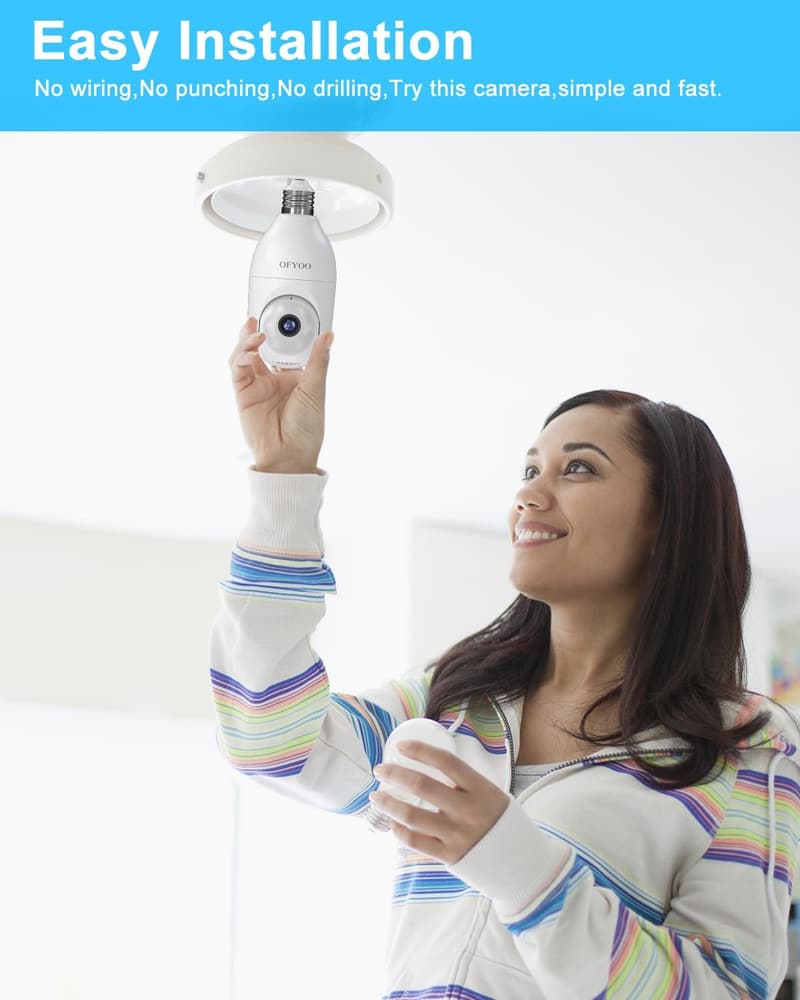 Wireless 2K Light Bulb Security Camera with Motion Detection