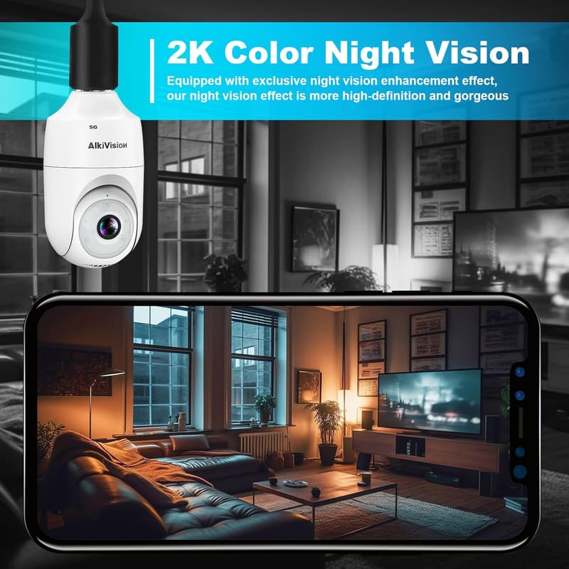 360° Home Security Camera - 2K Full-Color Night Vision, Auto Tracking