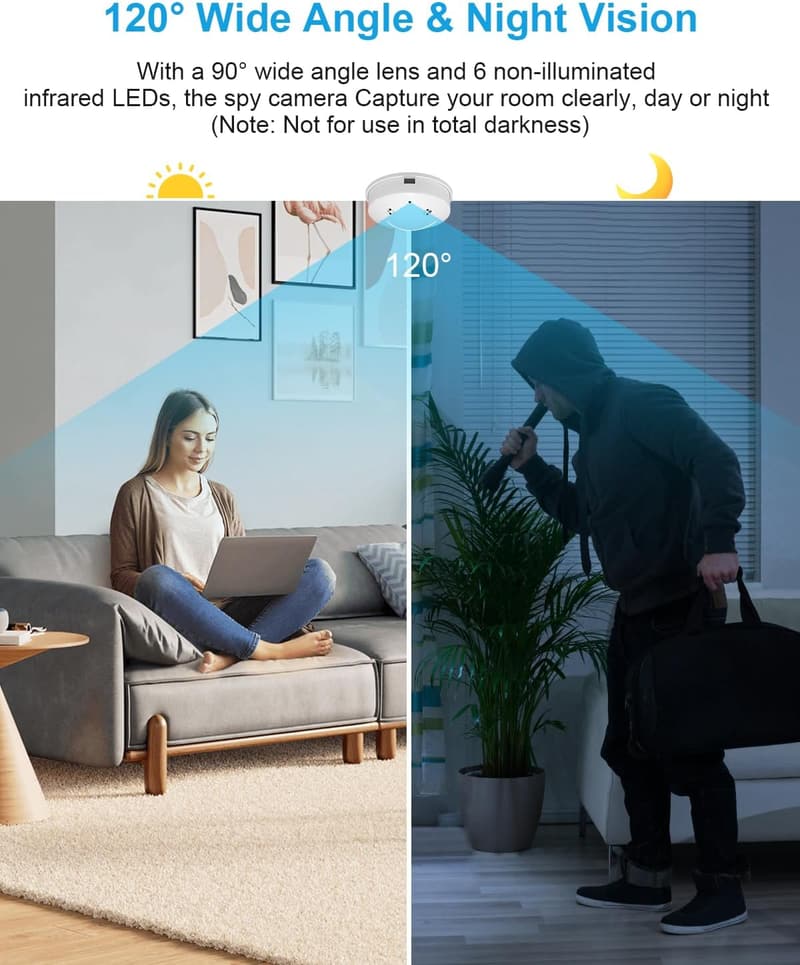 WiFi HD 1080P Hidden Camera Smoke Detector for Home Security