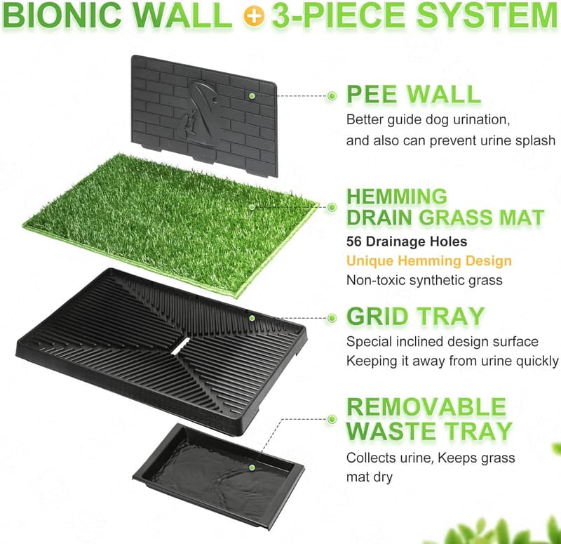 Large Dog Grass Pad with Tray - Reusable Indoor/Outdoor Training Mat