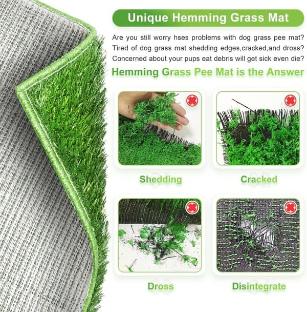 Large Dog Grass Pad with Tray - Reusable Indoor/Outdoor Training Mat