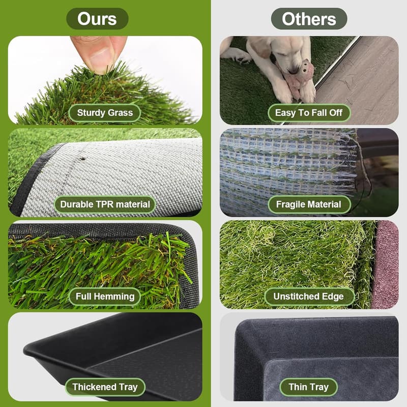 XL Reusable Dog Grass Pad with Tray for Indoor & Outdoor Use