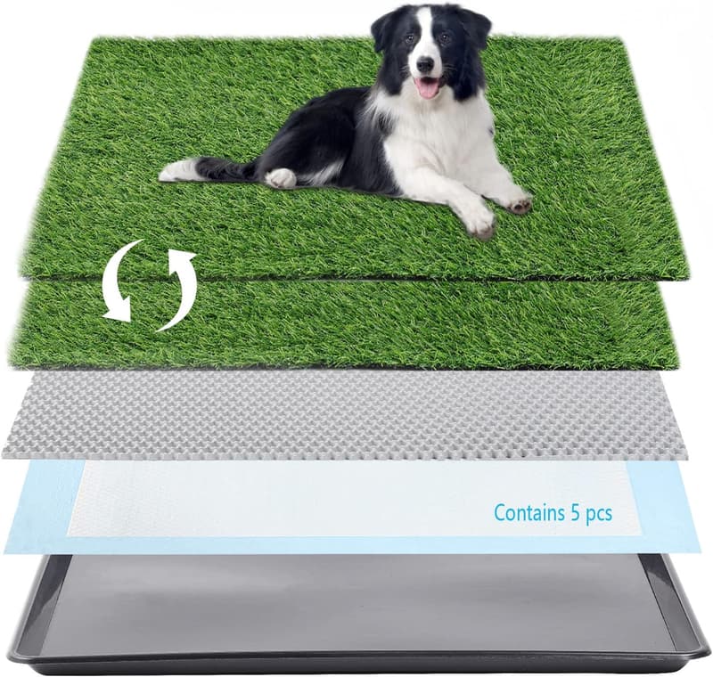 Dog Grass Pad with Tray for Puppy Potty Training Indoor/Outdoor