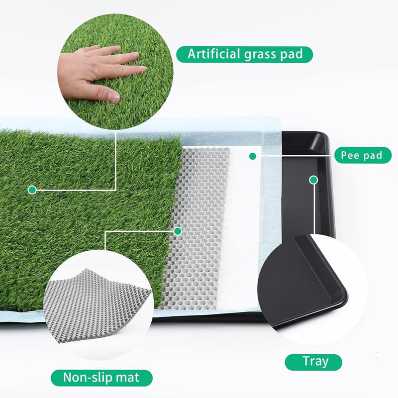 Dog Grass Pad with Tray for Puppy Potty Training Indoor/Outdoor