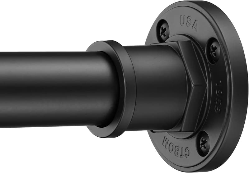 Tension Curtain Rod - Matte Black Stainless Steel, 43-72 Inch