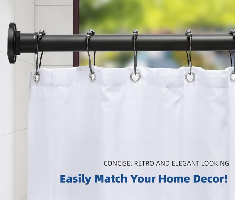 Tension Curtain Rod - Matte Black Stainless Steel, 43-72 Inch