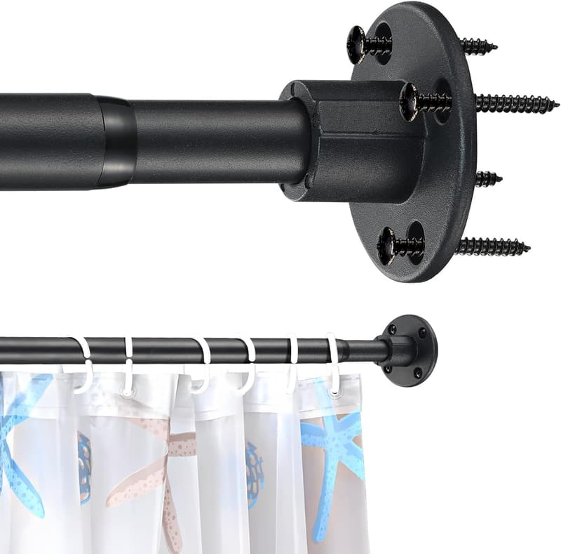 Adjustable Heavy Duty Black Shower Curtain Rod 28-94 Inch