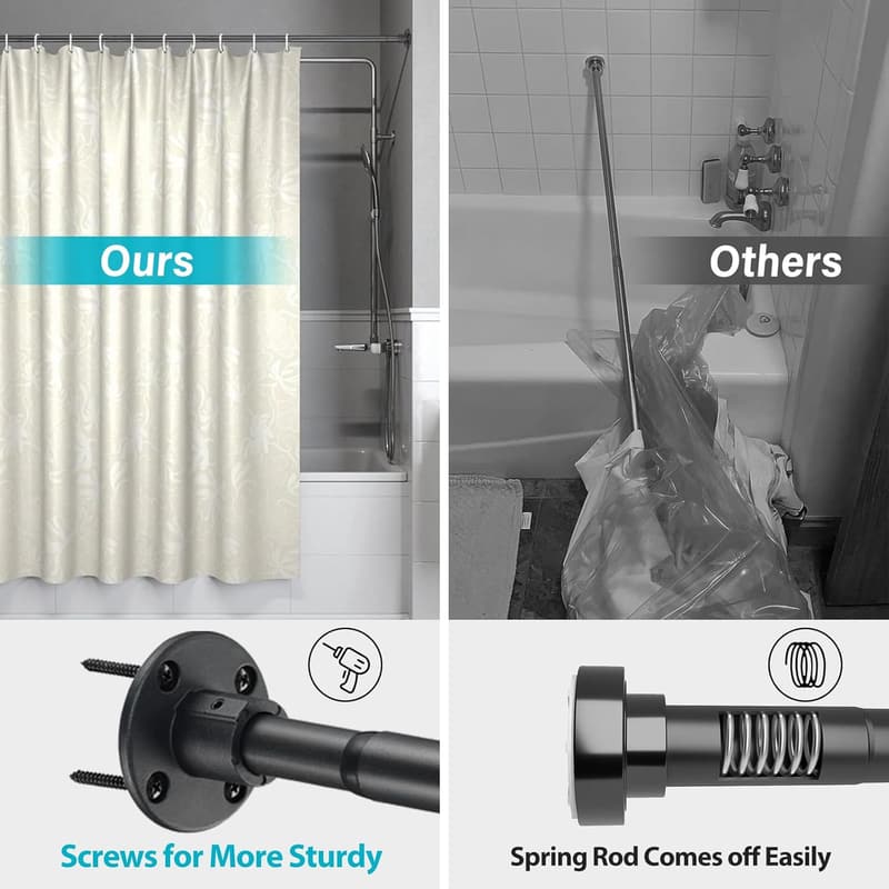Adjustable Heavy Duty Black Shower Curtain Rod 28-94 Inch