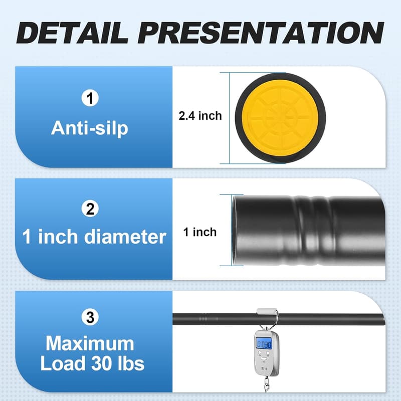 Adjustable Black Shower Curtain Rod, 31-80 Inch Stainless Steel