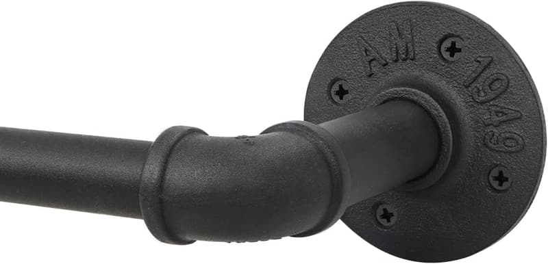 Heavy-Duty Industrial Pipe Curtain Rod, 48-84 Inch, Black