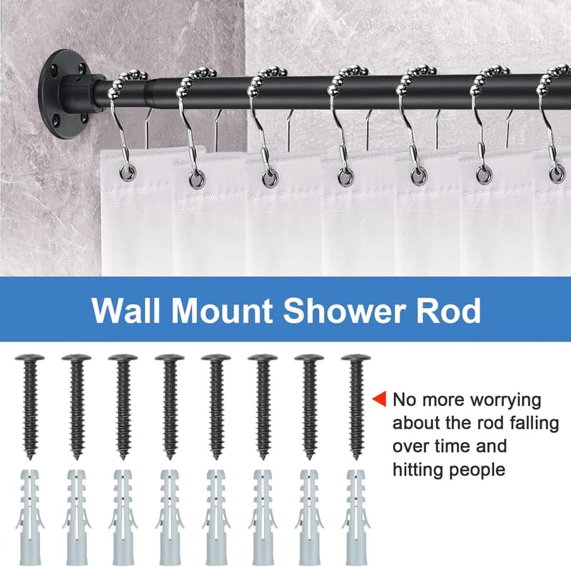 Adjustable Heavy Duty Black Shower Curtain Rod, 29-50