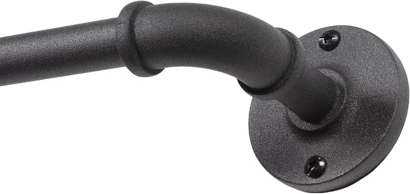 Adjustable Black Curtain Rod - Textured Industrial Design, 48-84 Inches