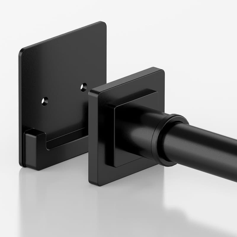Adjustable Matte Black Tension Shower Rod (31-79 inches)
