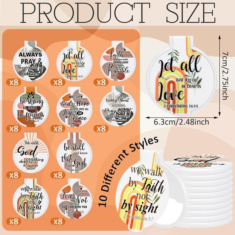 Christmas Christian Gifts: 80 Pcs Inspirational Pocket Mirrors for Women