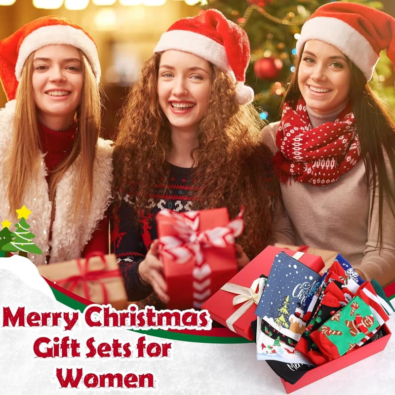 Christmas Gift Set for Women: 14 Makeup Bags & 14 Pairs of Socks