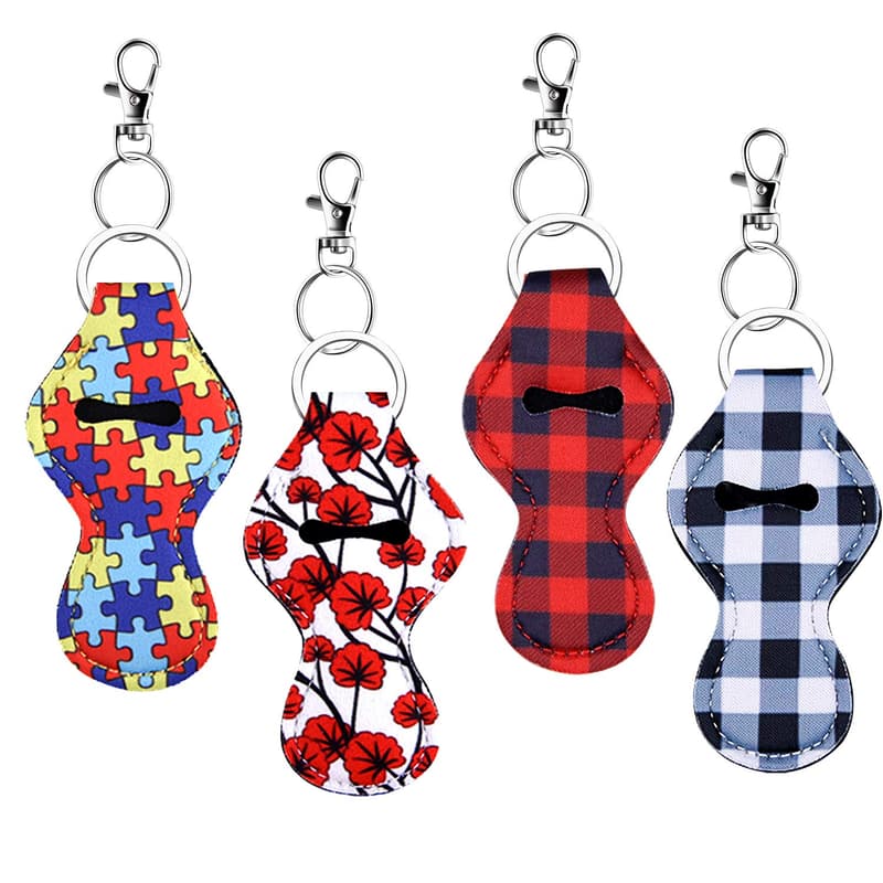 Chapstick Holder Keychains with 24 Colorful Clips