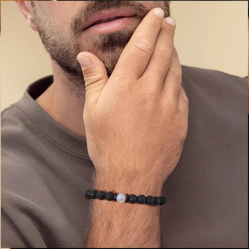 Men's Moonstone Beaded Bracelet - Perfect Gift for Any Occasion