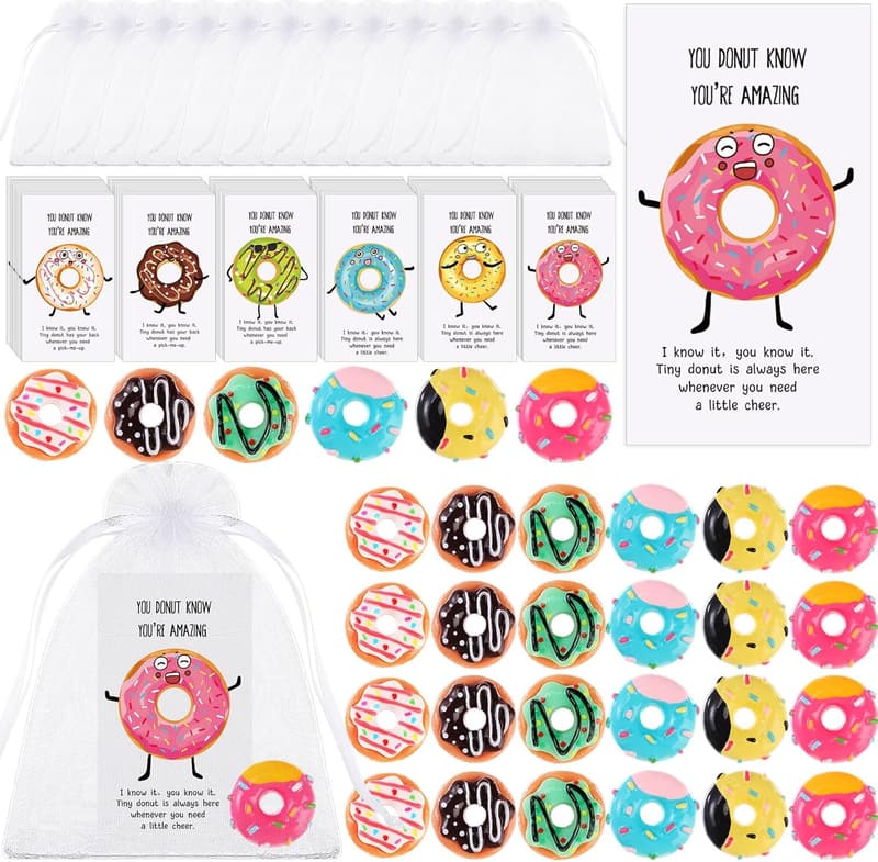 Employee Appreciation Gift Note Cards - 24 Inspirational Donut Puns