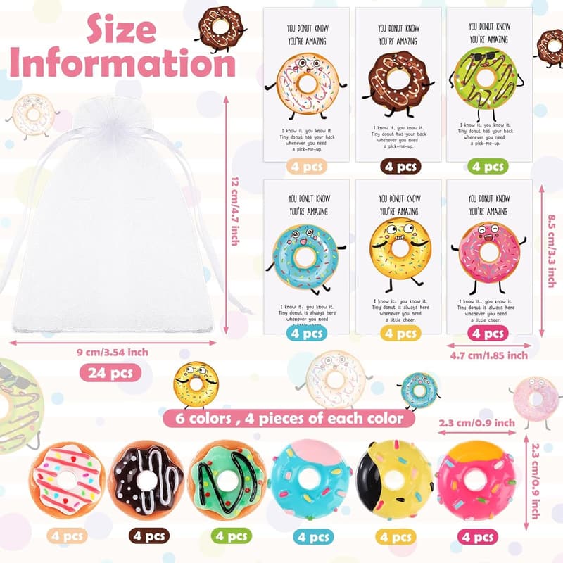 Employee Appreciation Gift Note Cards - 24 Inspirational Donut Puns