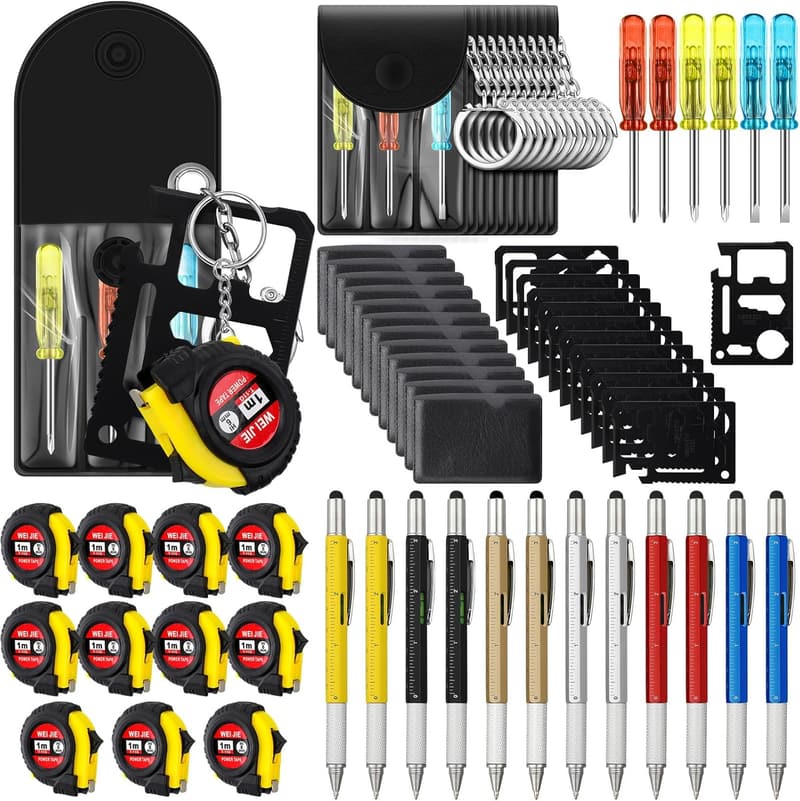 Multicolor Mini Tape Screwdriver Keychain Set for Men