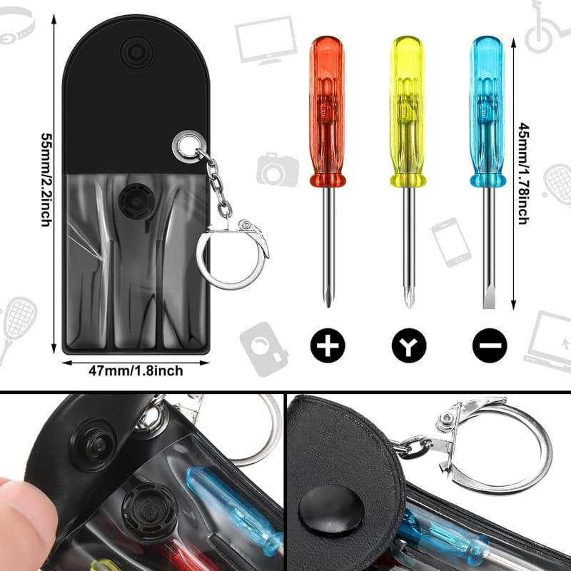 Multicolor Mini Tape Screwdriver Keychain Set for Men