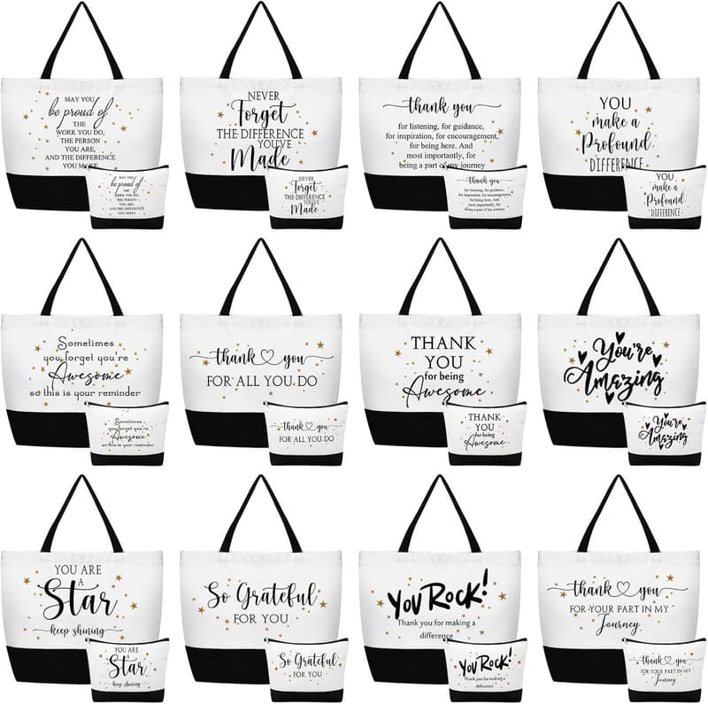 Aesthetic Canvas Tote Bags - 24 Pack for Women