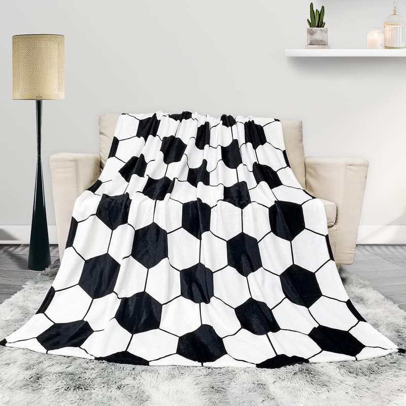 Soccer Themed Ultra-Soft Throw Blanket for Kids and Adults