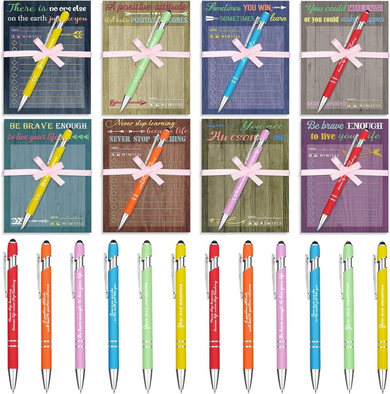 Inspirational Gift Set: 72 Motivational Notepads & Pens