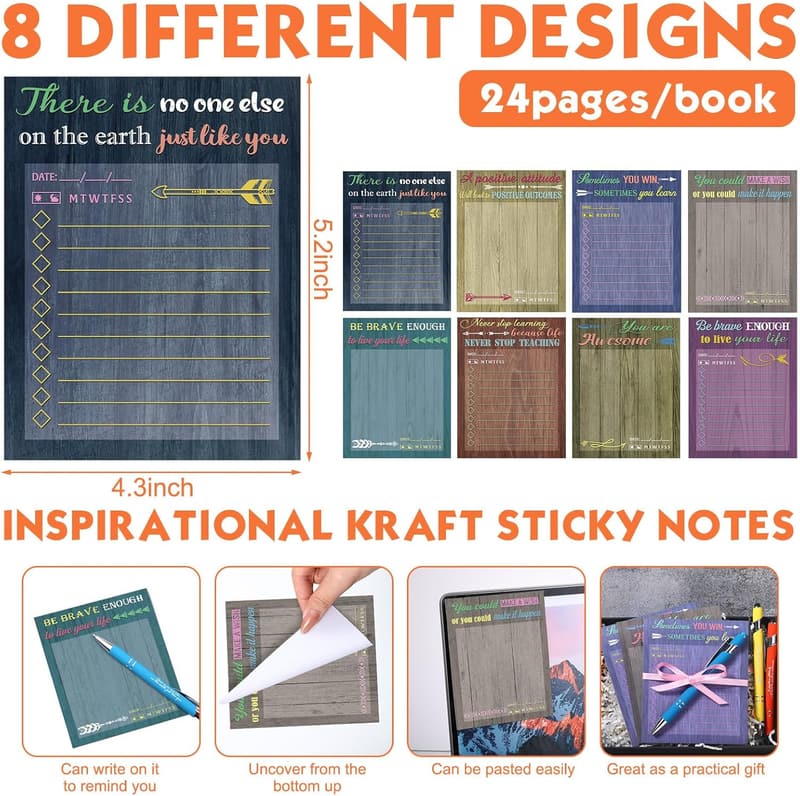 Inspirational Gift Set: 72 Motivational Notepads & Pens