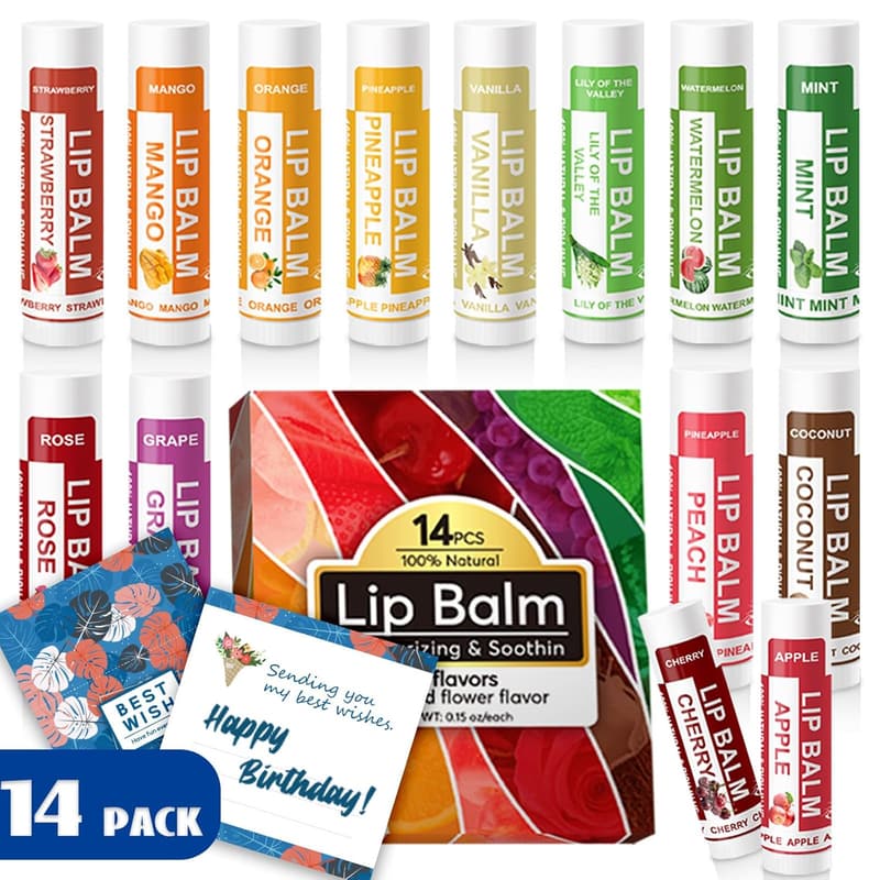 Valentine's Gift: 14-Pack Natural Lip Balm with Vitamin E