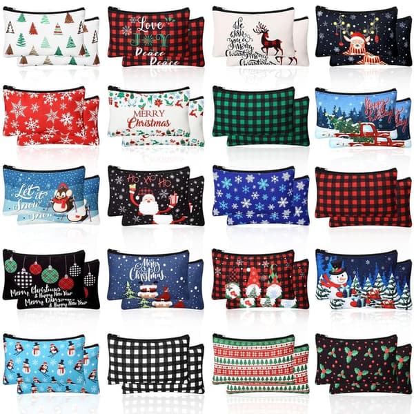 Christmas Makeup Bags - 60 Pcs Zipper Pouches for Women