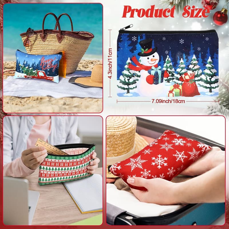 Christmas Makeup Bags - 60 Pcs Zipper Pouches for Women