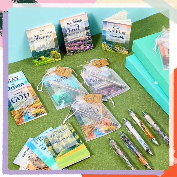 Christian Party Gift Set: 50 Scripture Notebooks, Pens & Tags