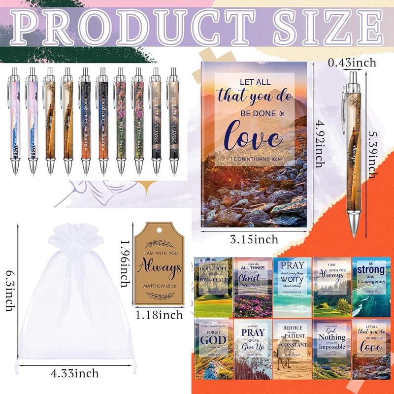 Christian Party Gift Set: 50 Scripture Notebooks, Pens & Tags