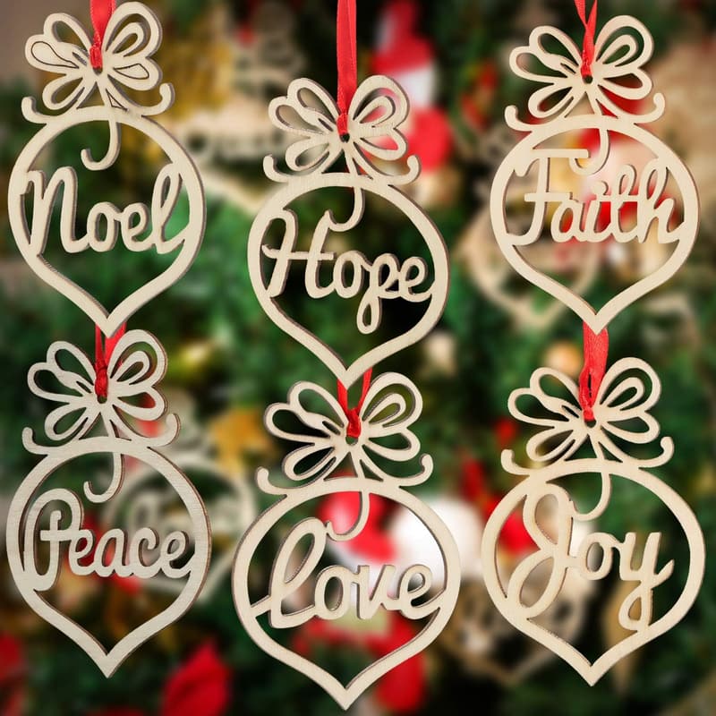 30 Wooden Christmas Ornaments - Hollow Tree Decor Tags