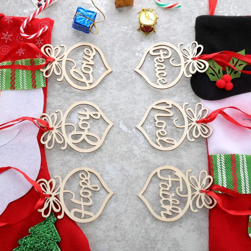 30 Wooden Christmas Ornaments - Hollow Tree Decor Tags