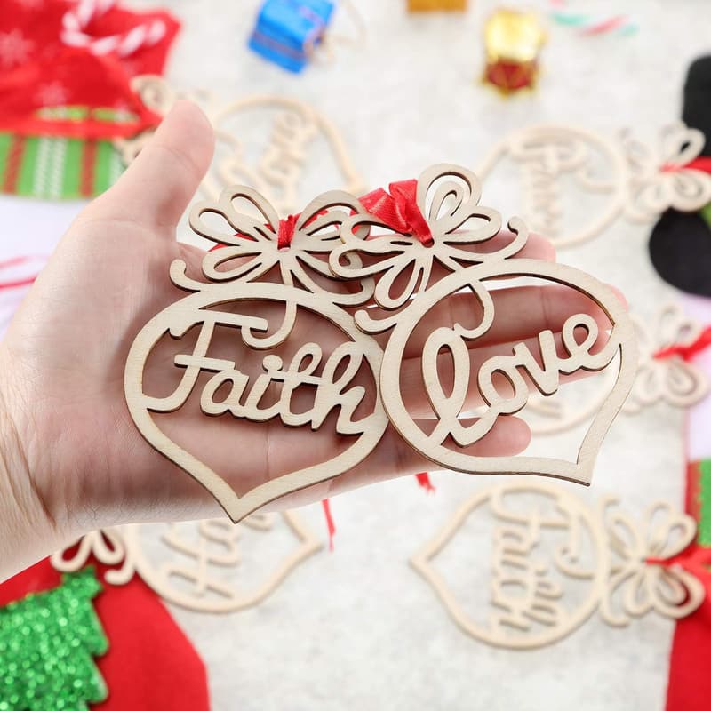 30 Wooden Christmas Ornaments - Hollow Tree Decor Tags