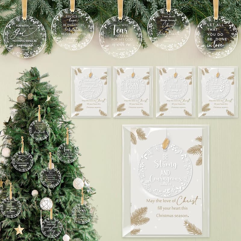 Christian Party Favors: Acrylic Tree Ornaments & Mini Bibles