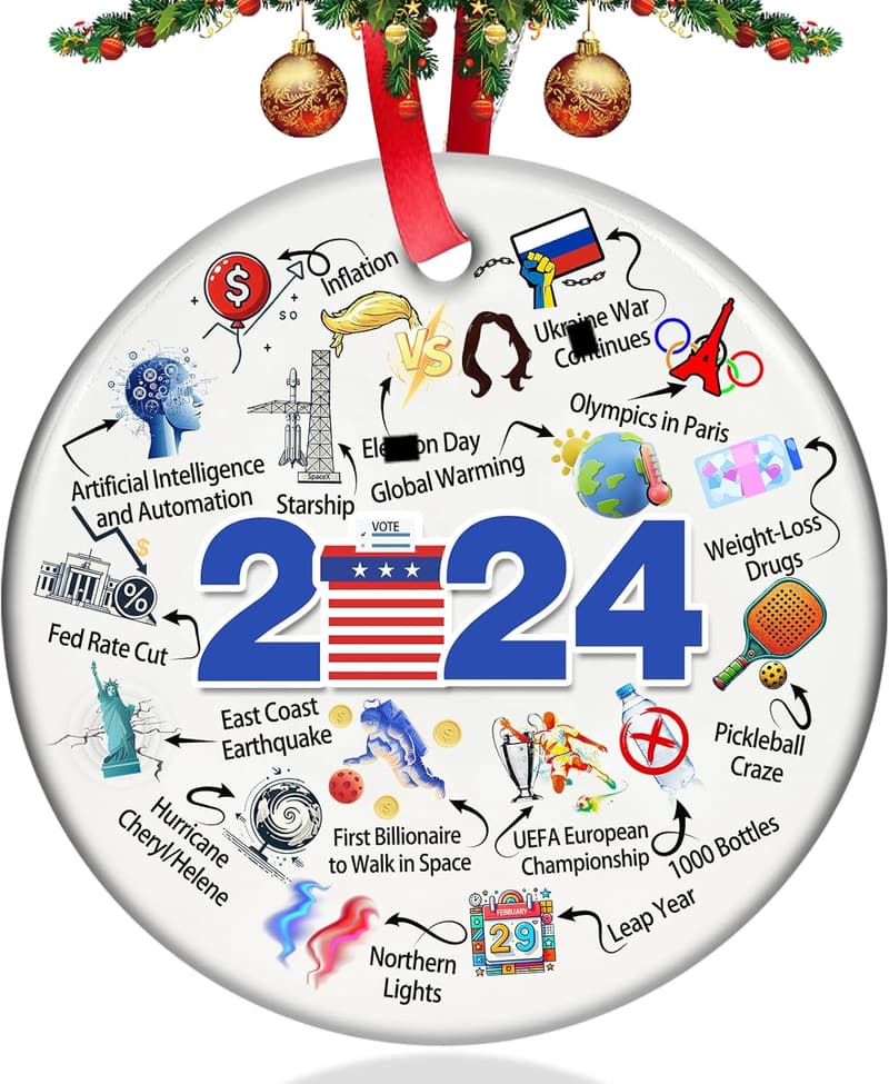 2024 Year in Review Ceramic Christmas Ornament