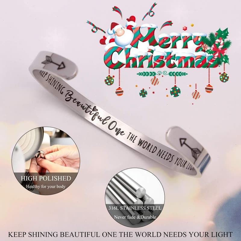Women’s Inspirational Bracelet - Personalized Cuff for Moms