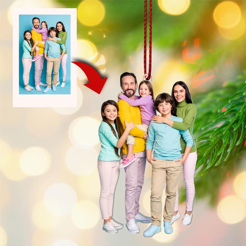 Personalized Double-Sided Family Photo Christmas Ornaments