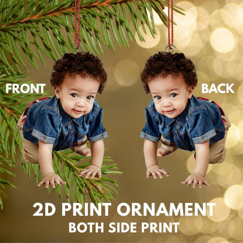 Personalized Double-Sided Family Photo Christmas Ornaments